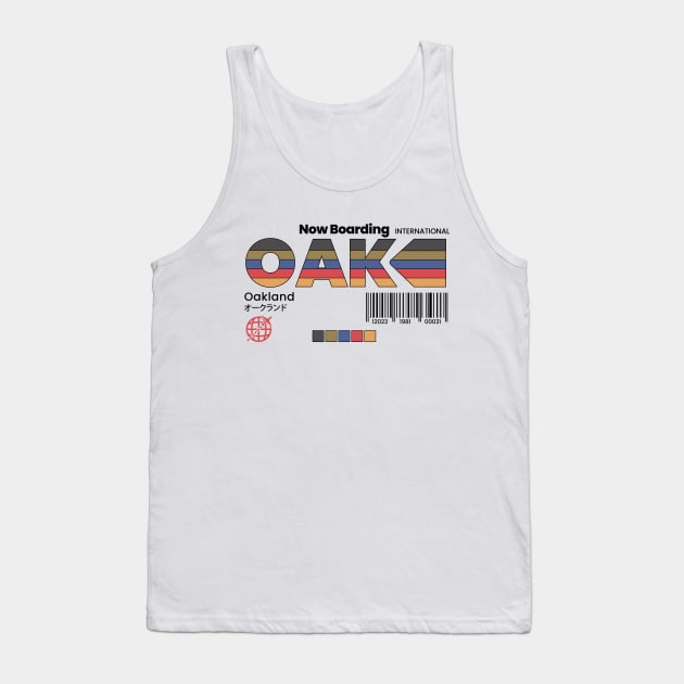 Vintage Oakland OAK Airport Label Retro Travel California Tank Top by Now Boarding